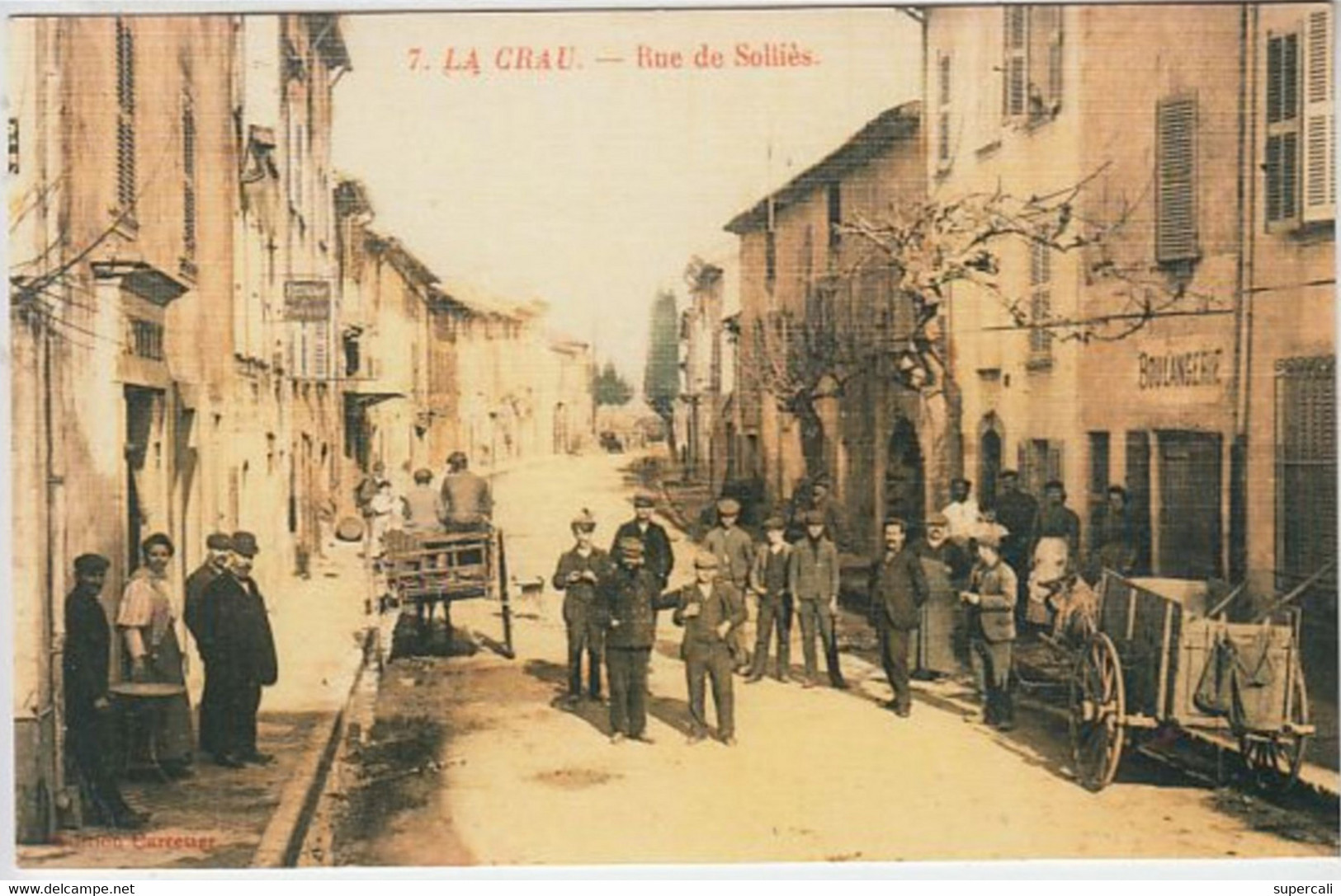 RT27.032 TER VAR.PHOTO REPRODUCTION  DE CARTE LA CRAU.RUE DE SOLLIES .ATTELAGE - La Crau