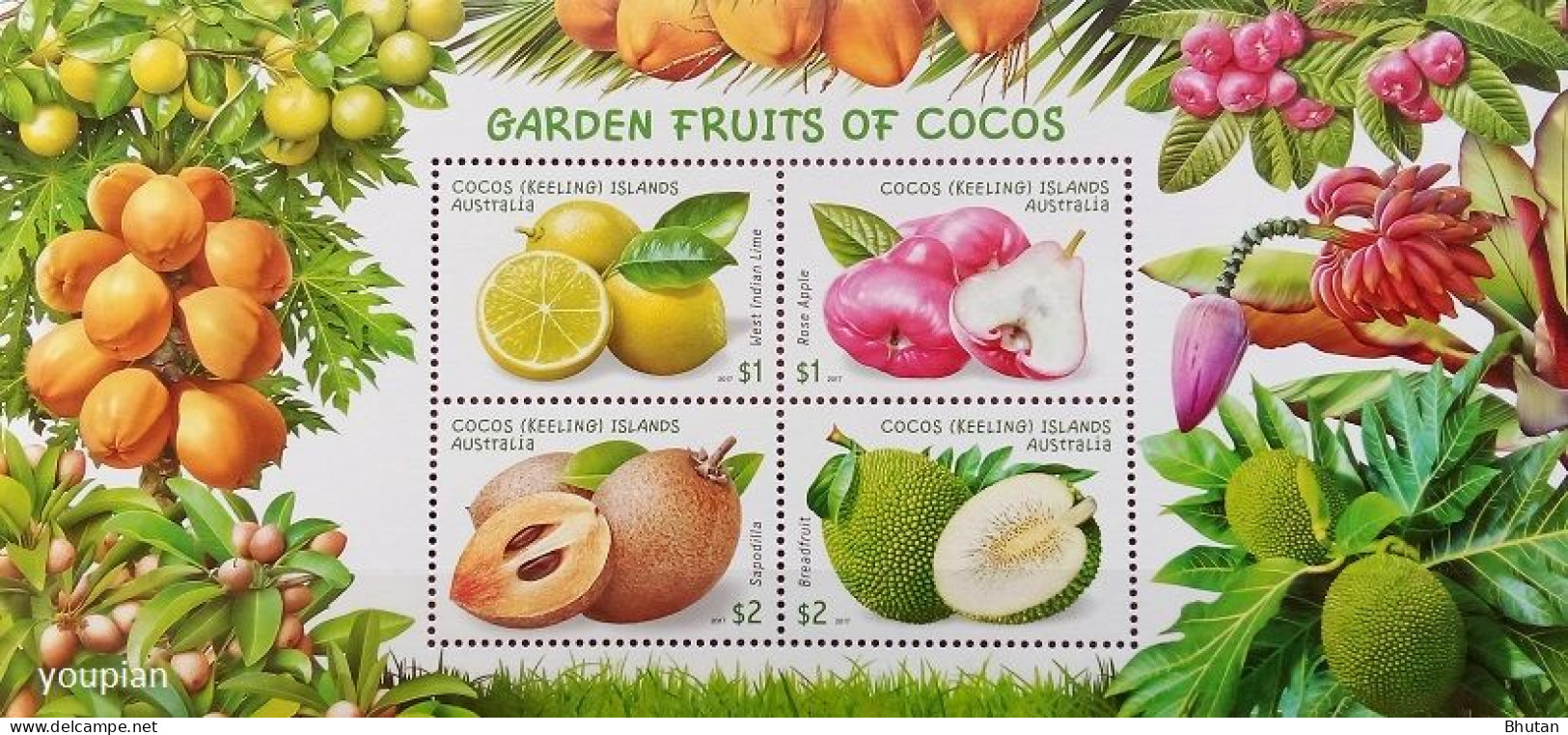 Cocos (Keeling) Islands 2017, Garden Fruits Of Cocos, MNH S/S - Cocos (Keeling) Islands