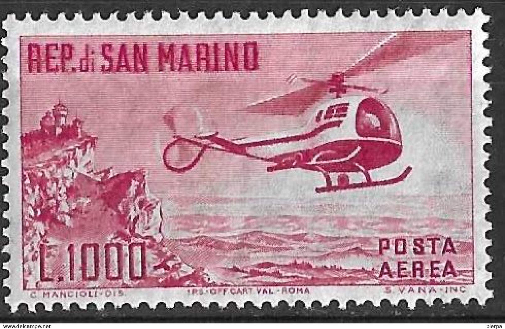 SAN MARINO - 1961 - POSTA AEREA - ELICOTTERO - NUOVO MH* ( YVERT AV127- MICHEL 698  - SS 138) - Luftpost
