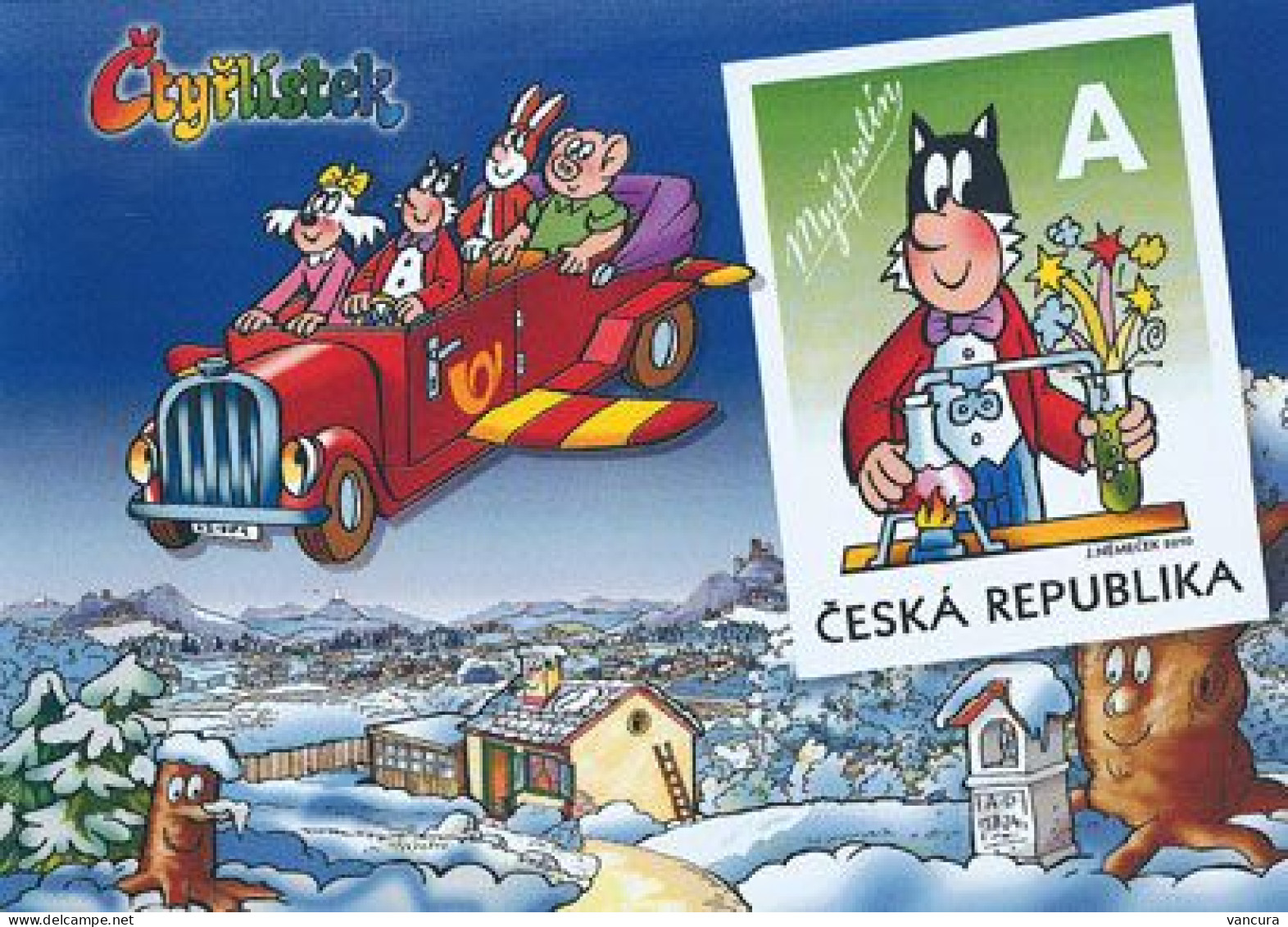 Picture-postcard CPH 12 Czech Republic Myspulin Of Ctyrlistek (Four Leaf Clover) Cartoon 2010 Pig Cat Dog Hare - Chemistry