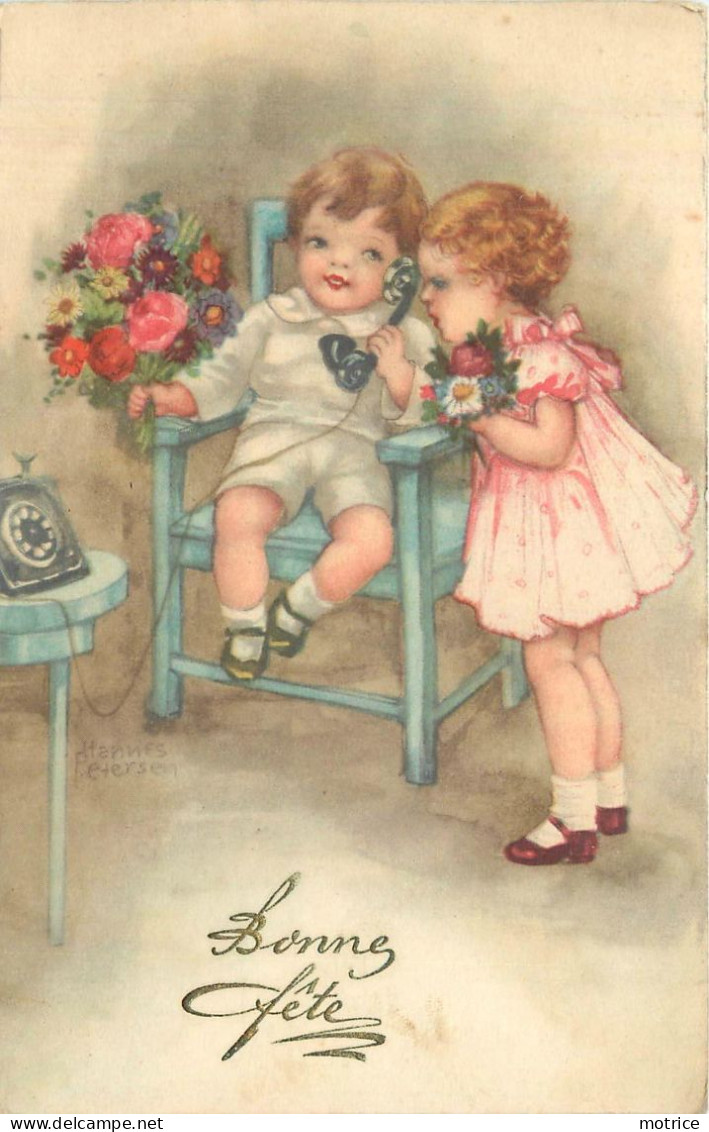 PETERSEN HANNES (illustrateur) - Bonne Fête, Couple D'enfant Au Téléphone, Fleurs. - Petersen, Hannes