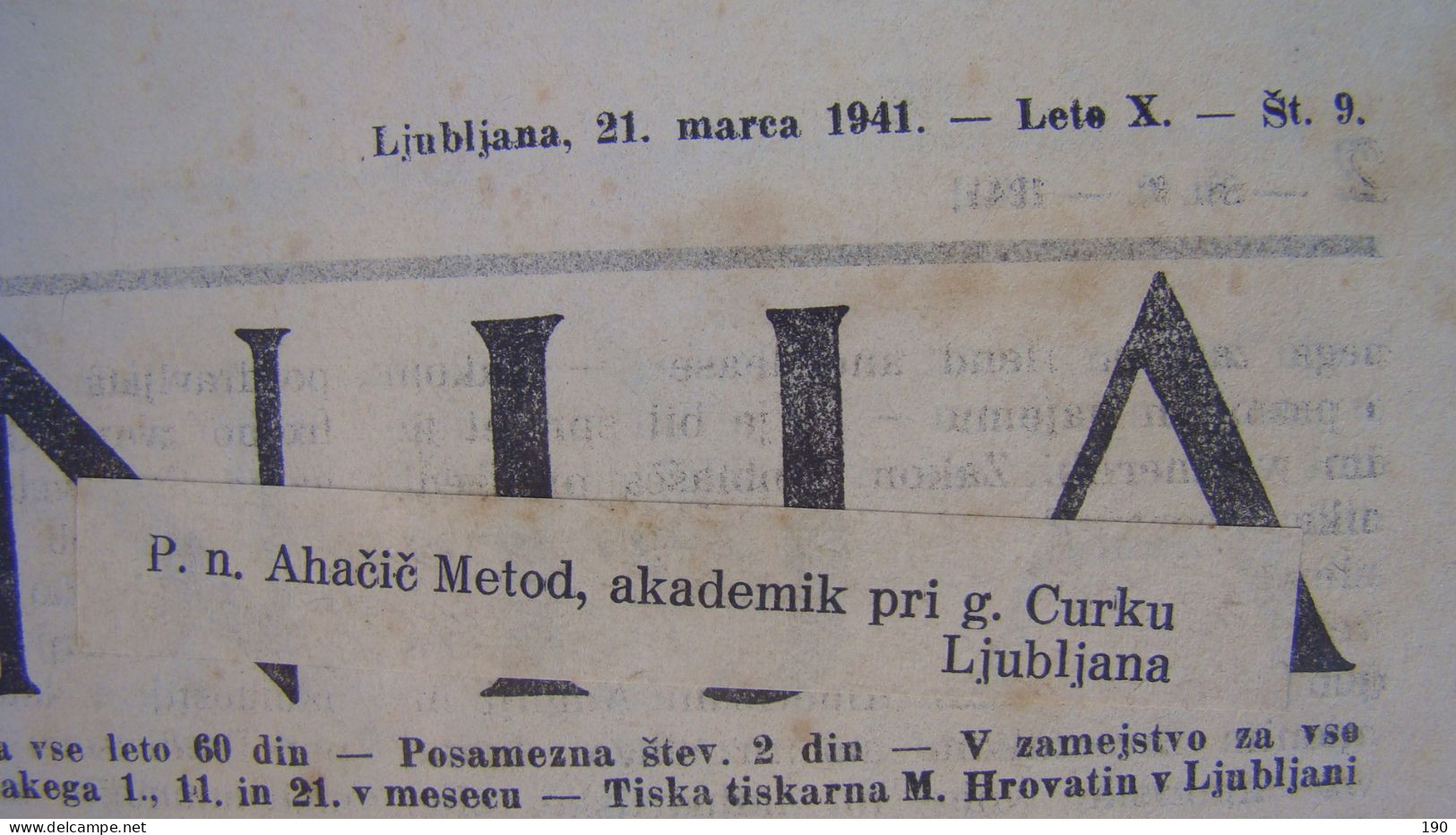 NEWSPAPER SLOVENIJA - Langues Slaves