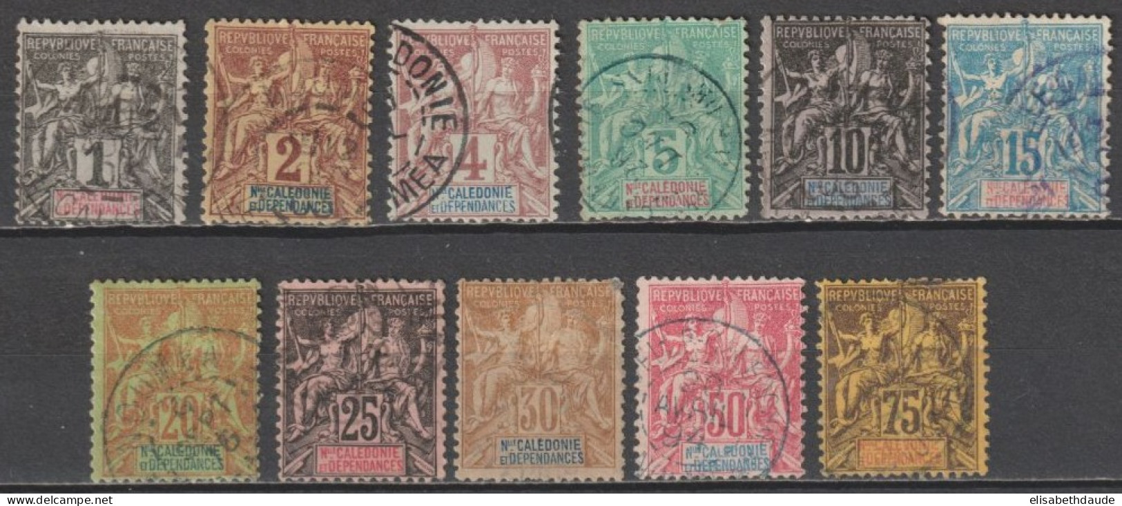 NOUVELLE CALEDONIE - 1892 - YVERT N°41/49+51/52 OBLITERES - COTE = 141 EUR - Oblitérés