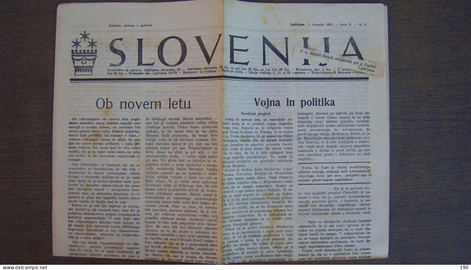 NEWSPAPER SLOVENIJA - Slav Languages