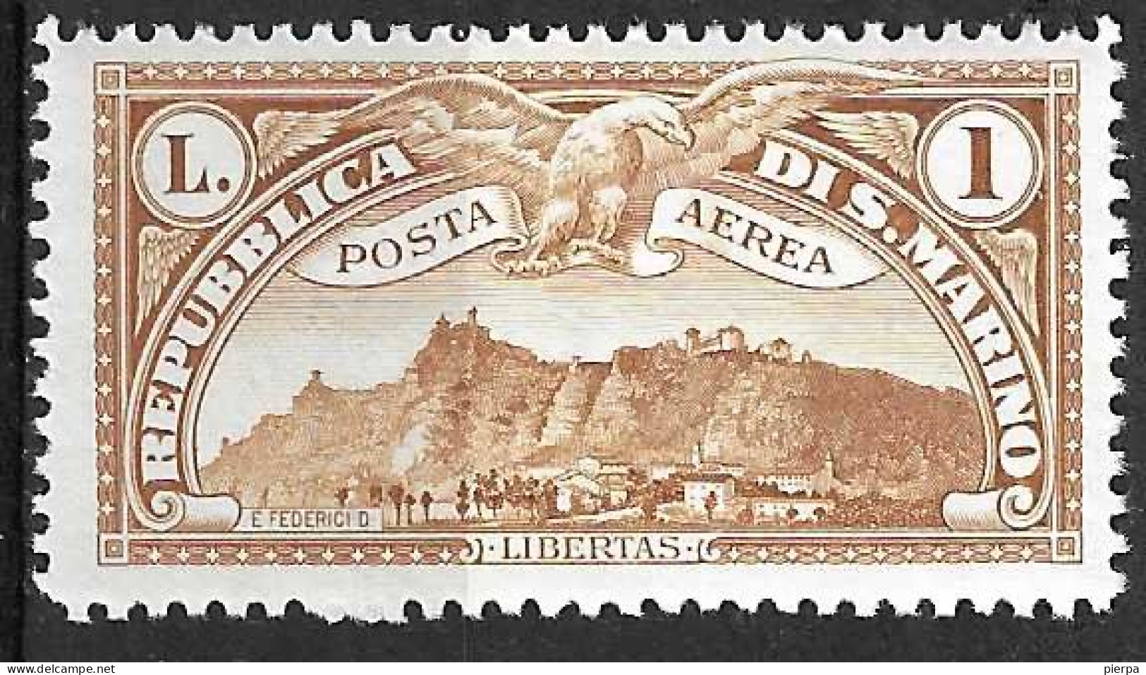 SAN MARINO - 1931 - POSTA AEREA - SAN  MARINO - LIRE 1  - NUOVO MNH** ( YVERT AV 3- MICHEL 167  - SS PA 3) - Luftpost