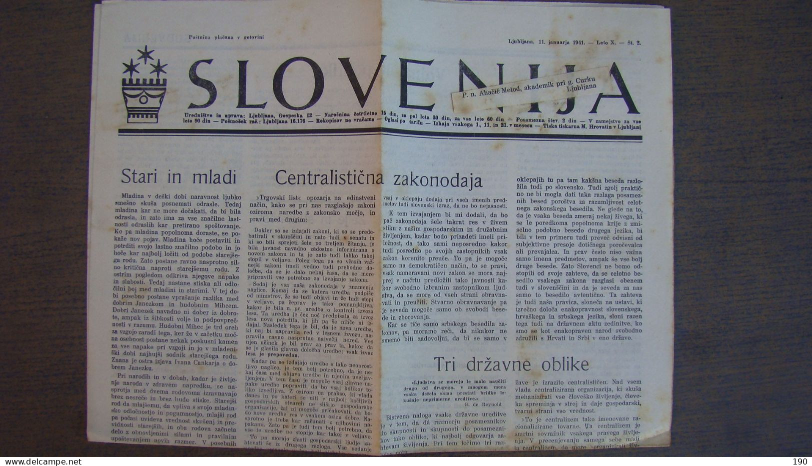 NEWSPAPER SLOVENIJA - Slav Languages