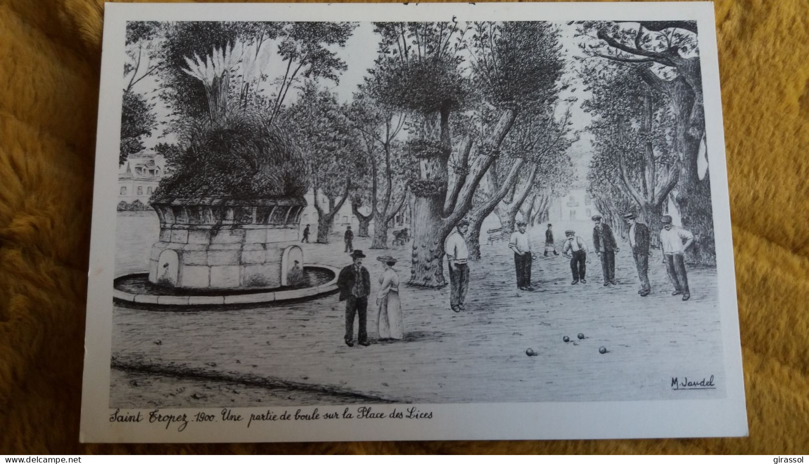 CPM SAINT TROPEZ A LA BELLE EPOQUE UNE PARTIE DE PETANQUE PLACE DES LICES 1900 ED GILLETTA 16 DESSIN M JAUDEL - Petanca