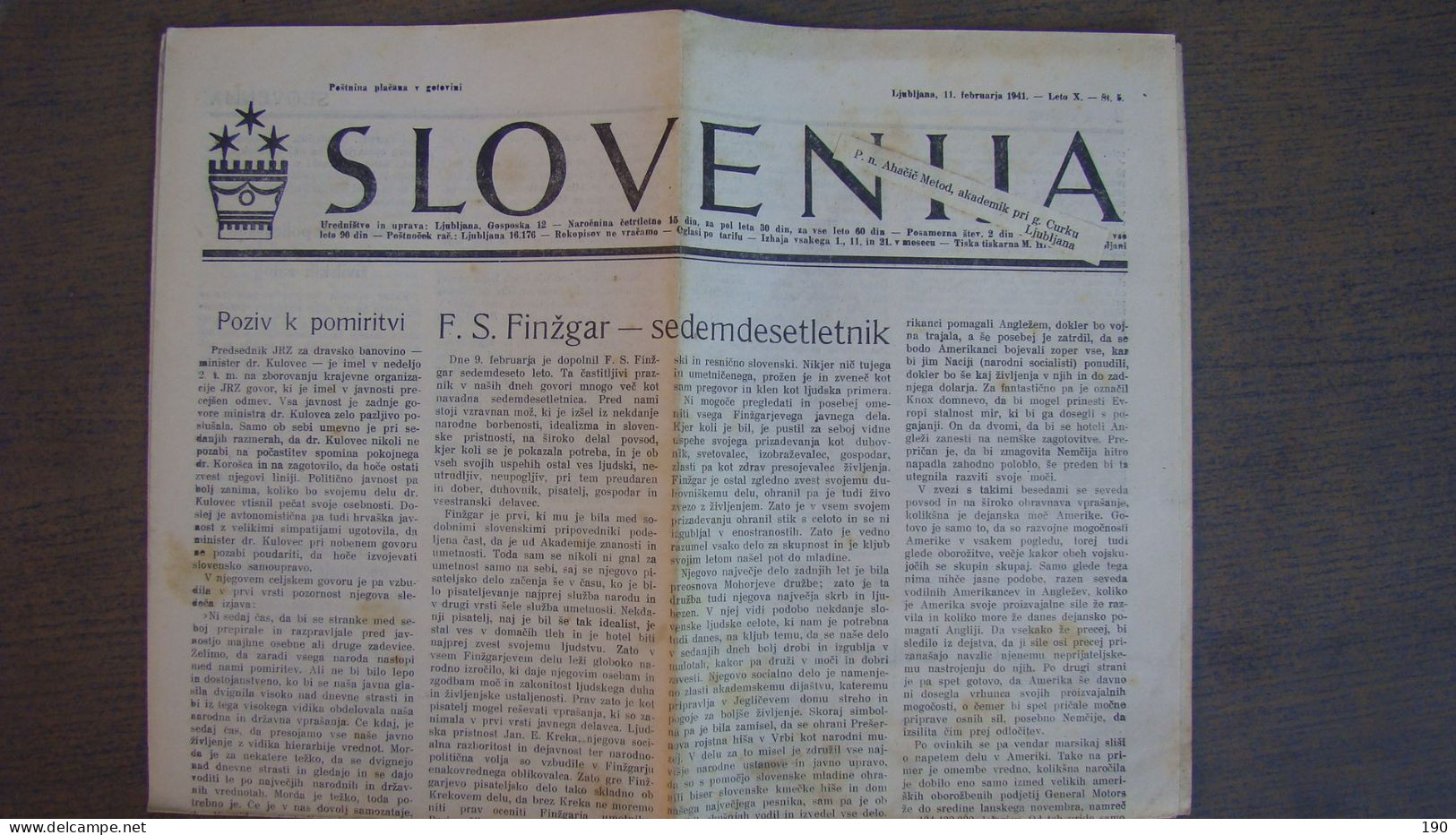 NEWSPAPER SLOVENIJA - Slav Languages