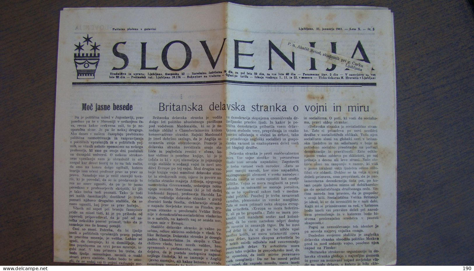 NEWSPAPER SLOVENIJA - Slawische Sprachen