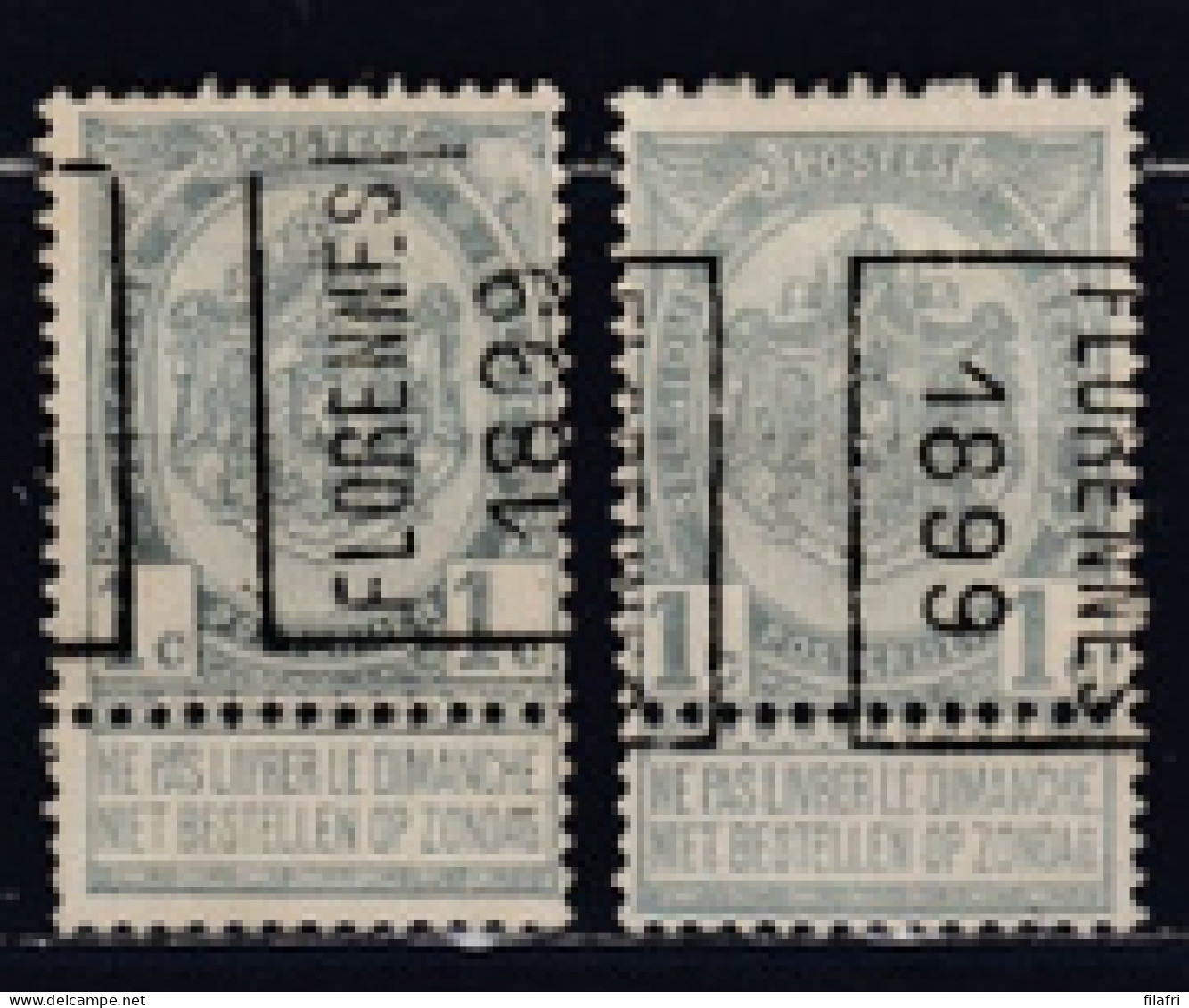 213 Voorafstempeling Op Nr 53 - FLORENNES 1899 - Positie A & B - Rollenmarken 1894-99
