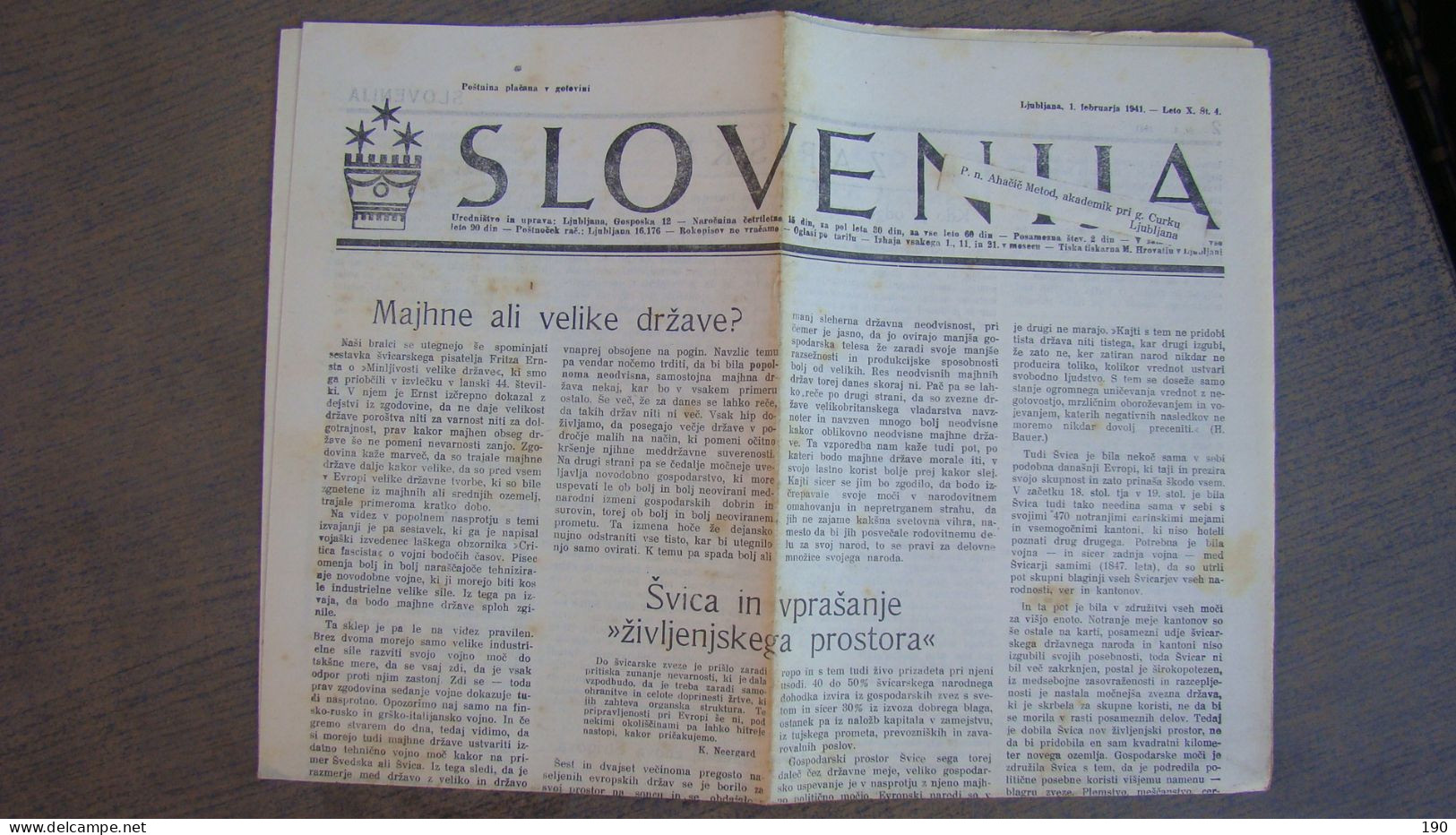 NEWSPAPER SLOVENIJA - Slav Languages