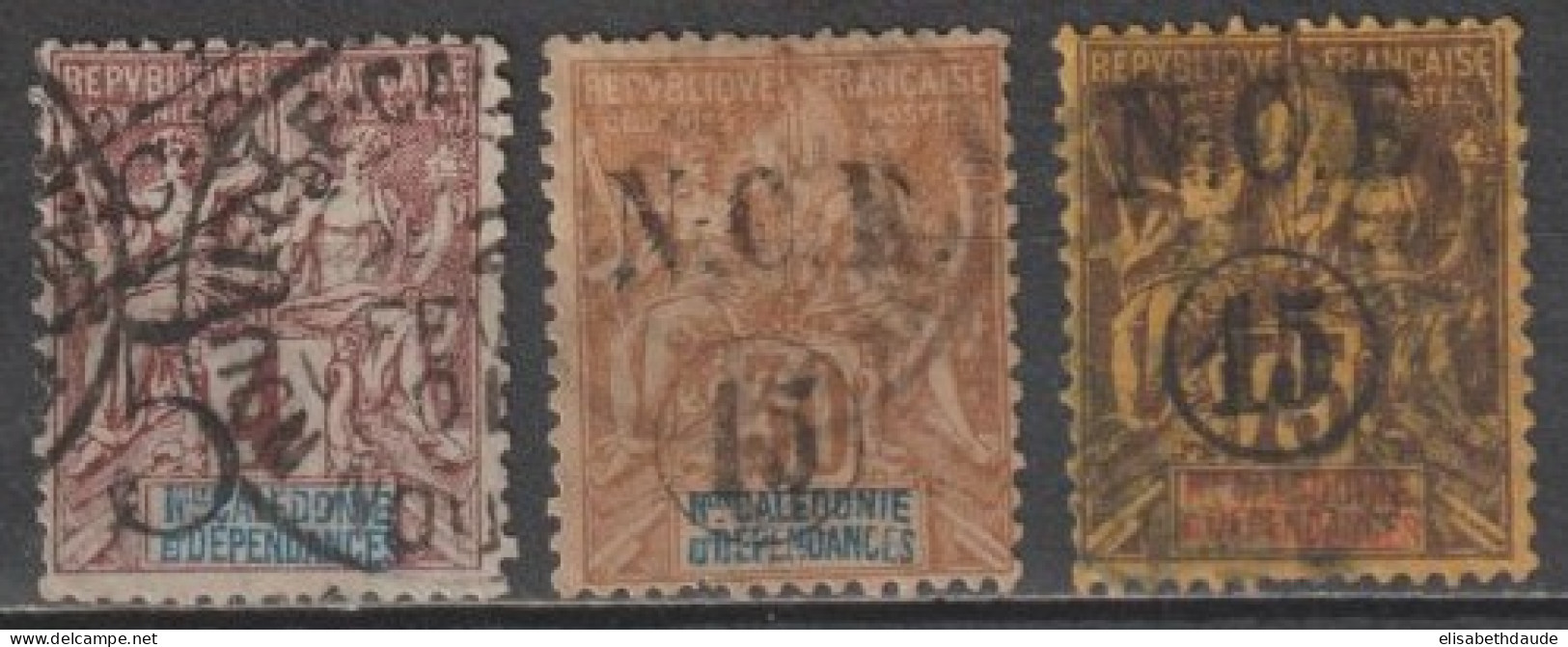 NOUVELLE CALEDONIE - 1900 - YVERT N°55+56+57 OBLITERES - COTE = 34 EUR - Usati