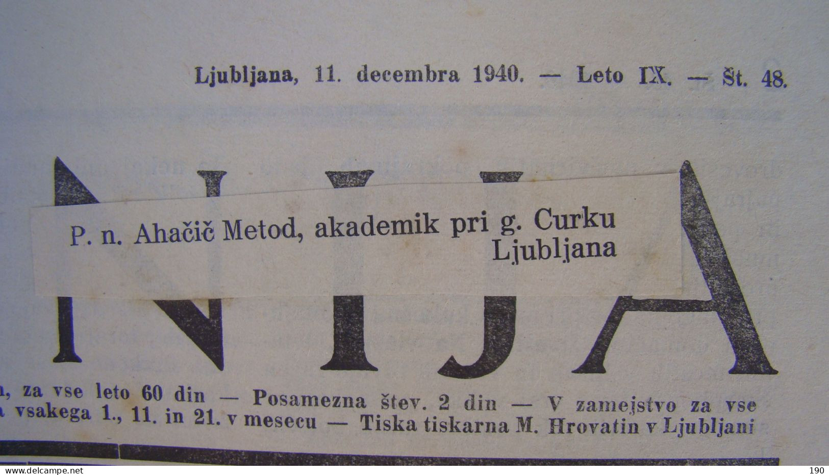 NEWSPAPER SLOVENIJA - Slav Languages