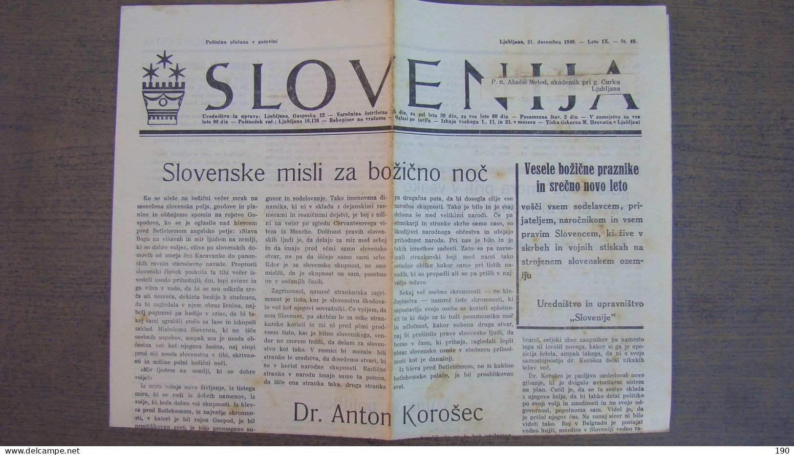 NEWSPAPER SLOVENIJA - Slav Languages