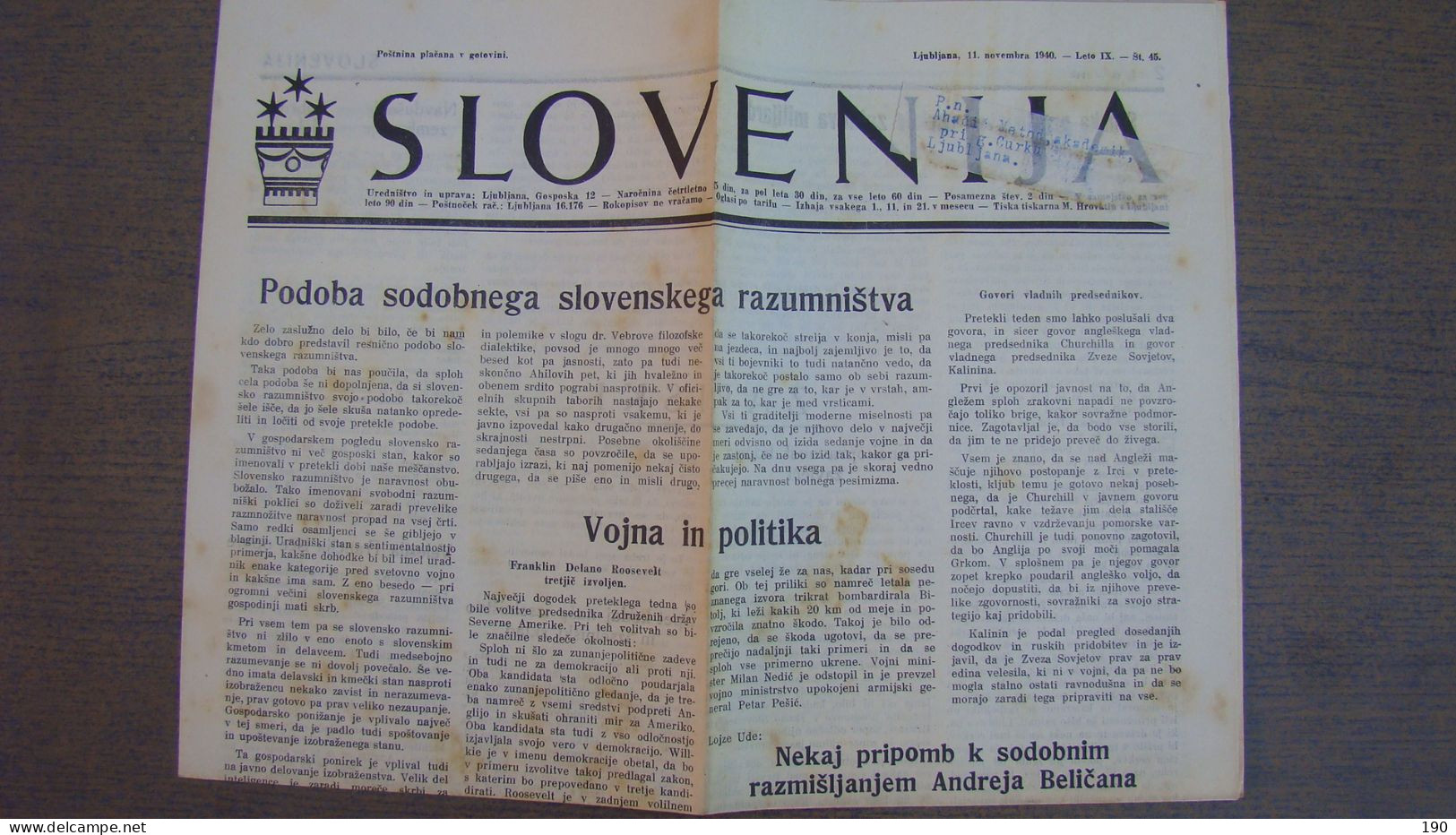 NEWSPAPER SLOVENIJA - Slav Languages