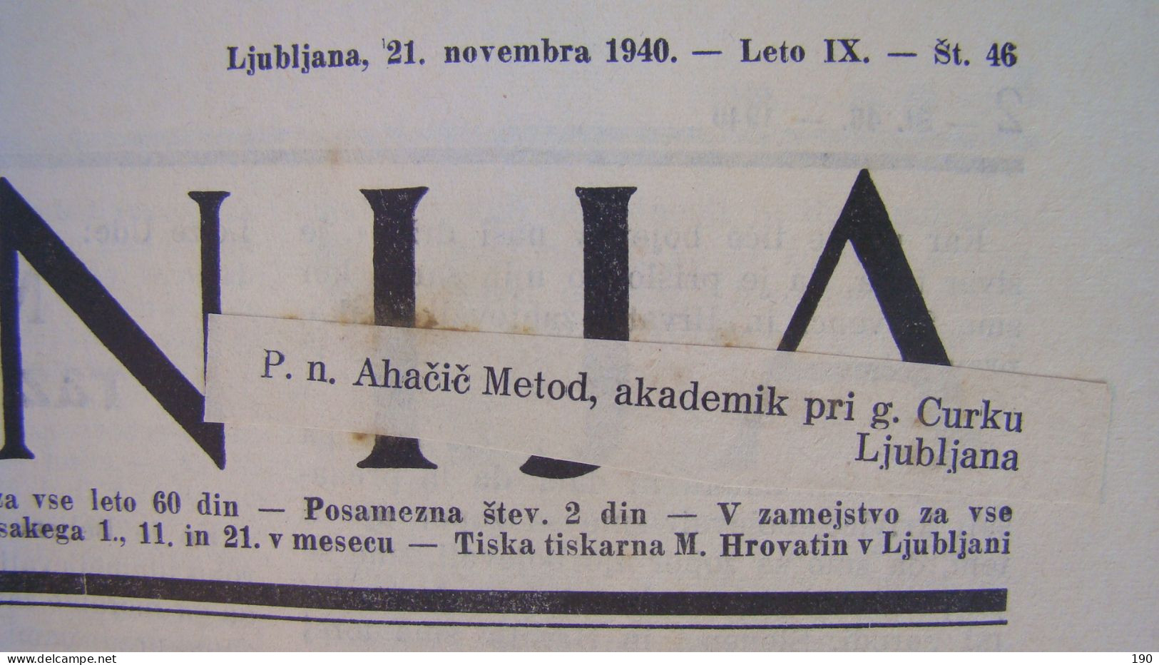 NEWSPAPER SLOVENIJA - Slav Languages