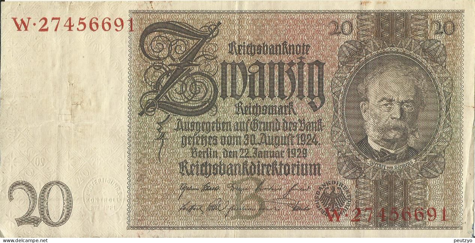 20 Reichsmark 1929 Allemagne   A83 - 20 Mark
