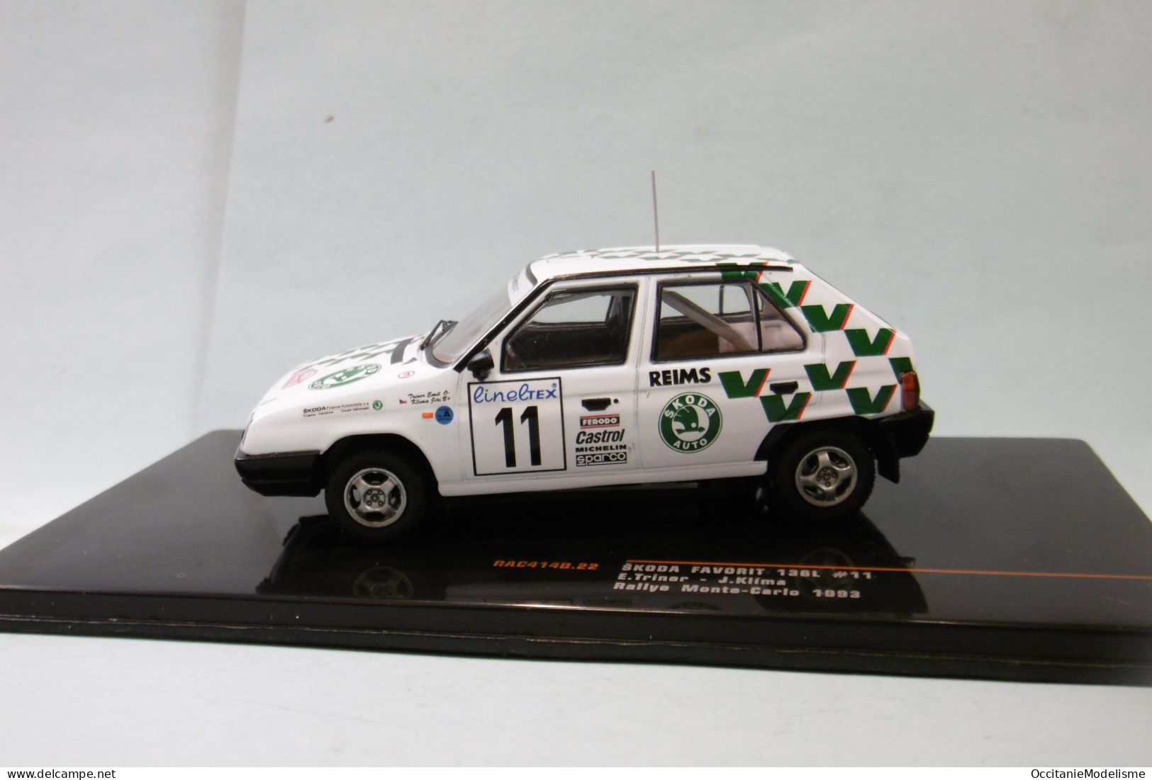 Ixo - SKODA FAVORIT 136L #11 Rallye Monte-Carlo 1993 Triner - Klima Réf. RAC414B NBO Neuf 1/43 - Ixo