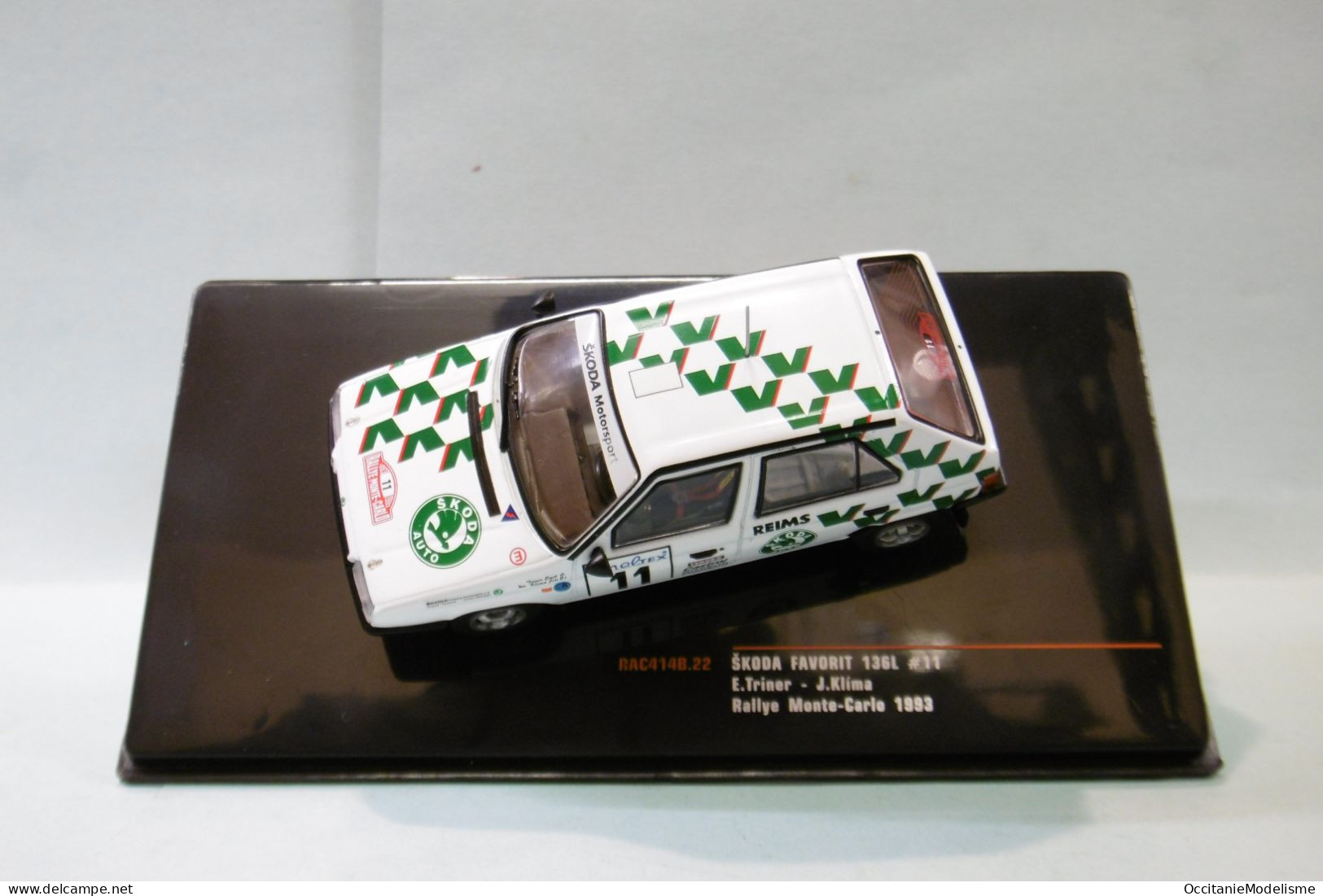 Ixo - SKODA FAVORIT 136L #11 Rallye Monte-Carlo 1993 Triner - Klima Réf. RAC414B NBO Neuf 1/43 - Ixo