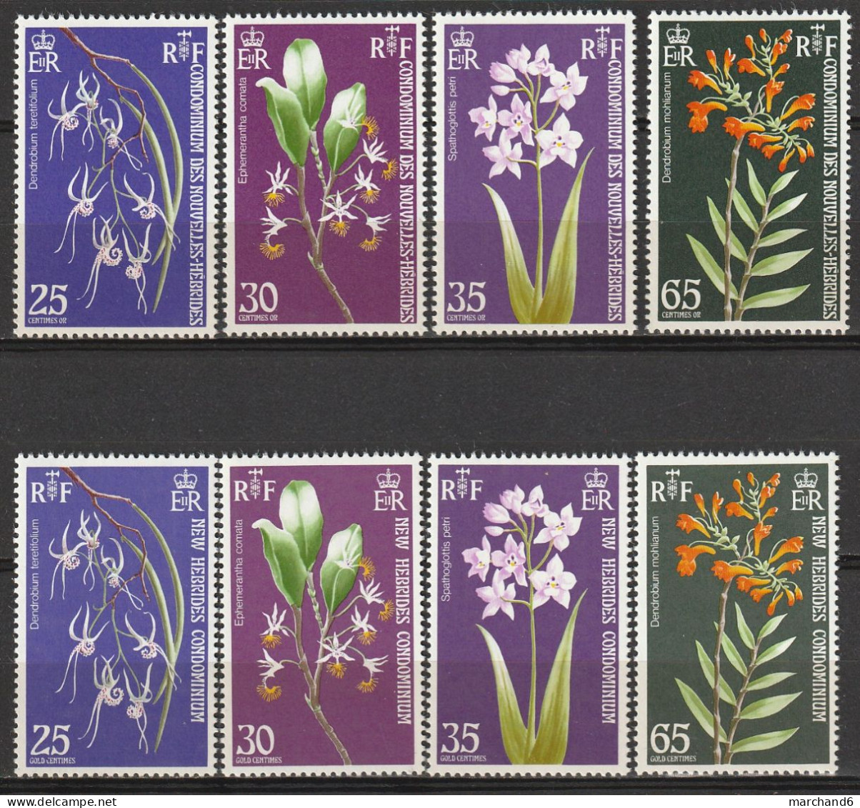 Nouvelles Hébrides Orchidées 1973 France Anglaise N°358/365 Neuf** - Unused Stamps