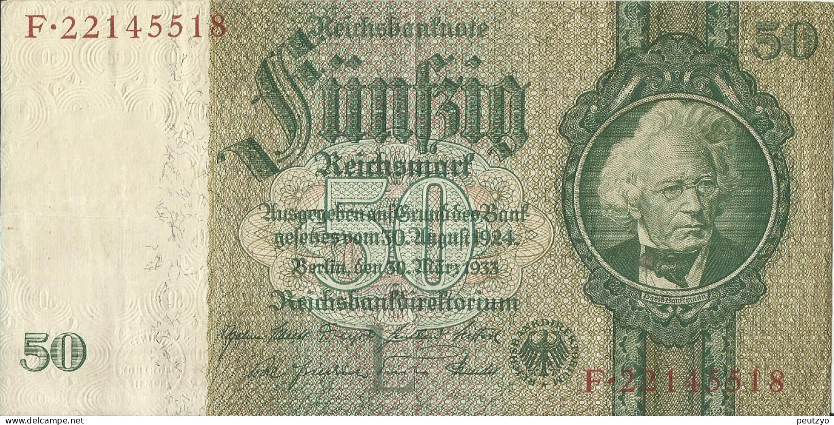 50 Reichsmark 1933 Allemagne  F221  A83 - 50 Mark