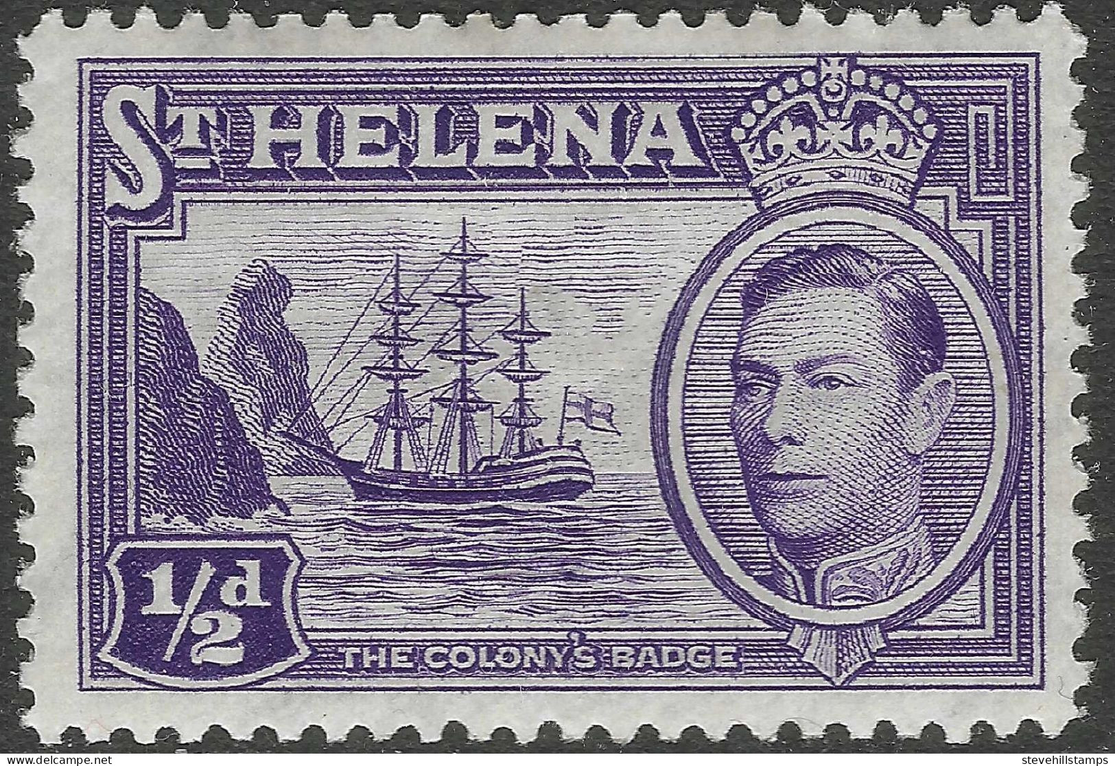 St Helena. 1938-44 KGVI. ½d MH. SG 131 - Saint Helena Island