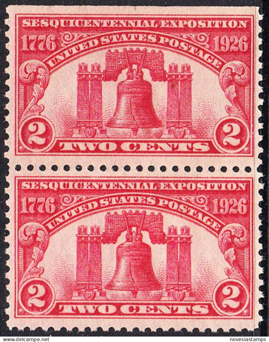 !a! USA Sc# 0627 MNH Vert.PAIR (top Side Cut / A2 / Gum Slightly Damaged) - Liberty Bell - Unused Stamps