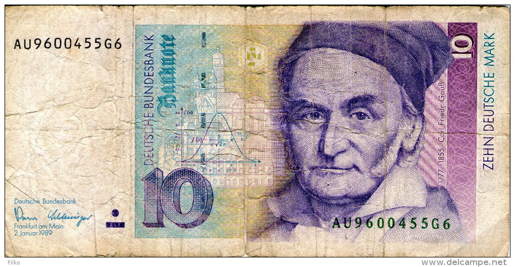 Germany,10 DM, 1989,serie:AU/G, As Scan - 10 DM