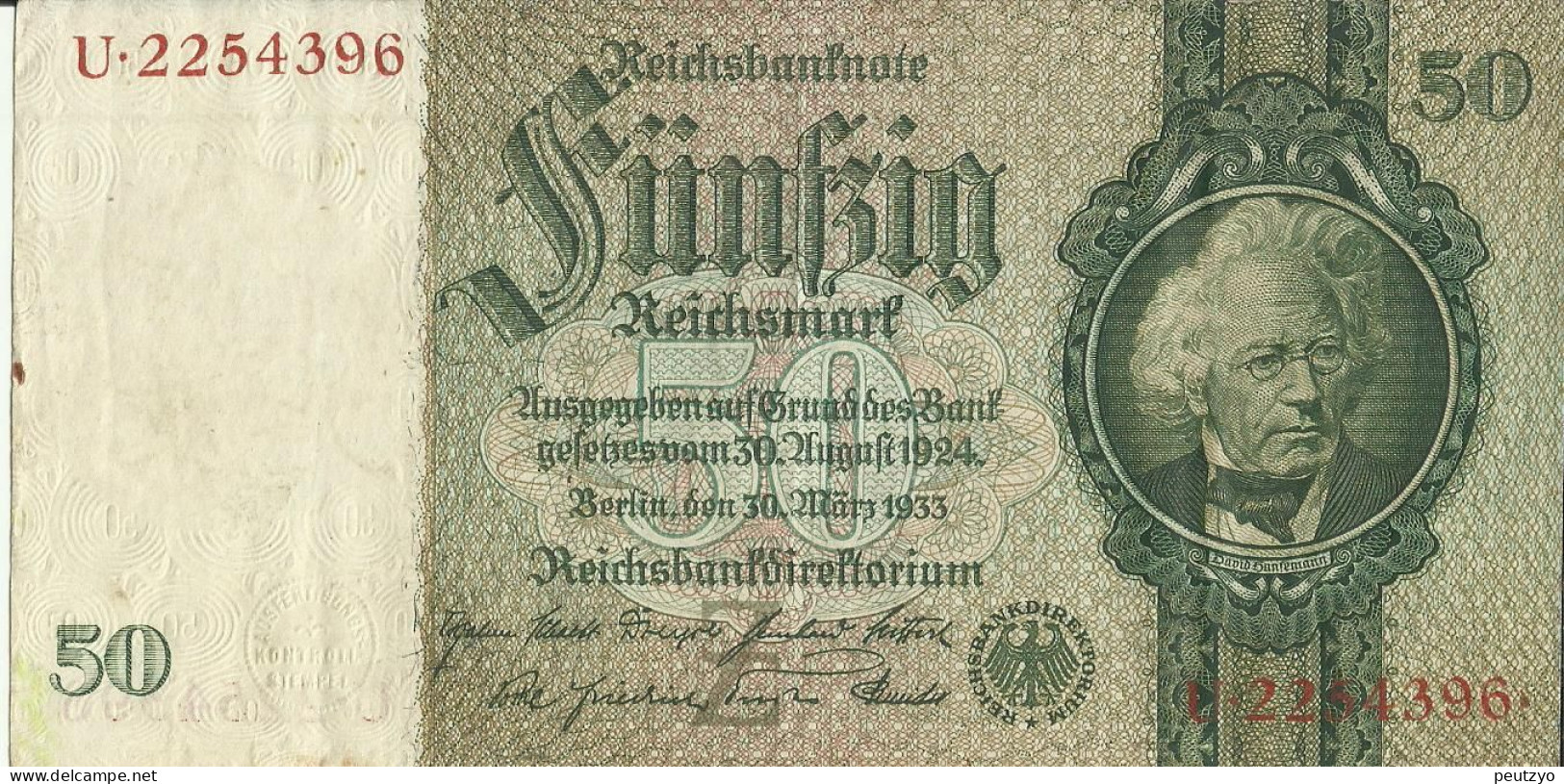 50 Reichsmark 1933 Allemagne  U225 A83 - 50 Mark