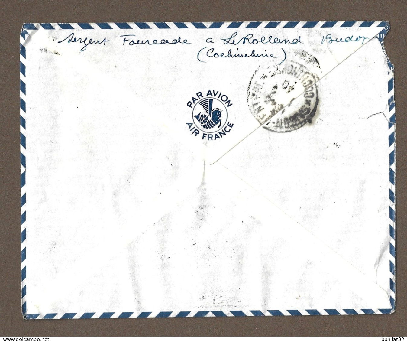 !!! LETTRE FM PAR AVION DE KRATIE, CAMBODGE, POUR LA FRANCE, SURTAXE AÉRIENNE À 37CTS - Airmail