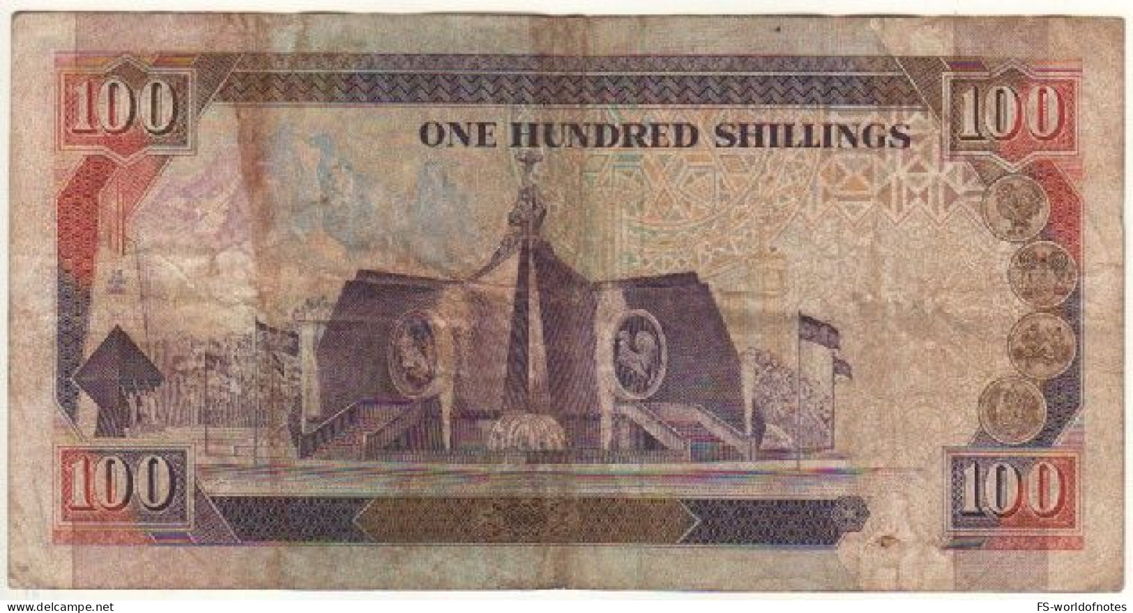 KENIA  100 Shilings P27a  Dated 14.10.1989   President Daniel Toroitich Arap Moi + Monument To The 25th Anniversary - Kenia