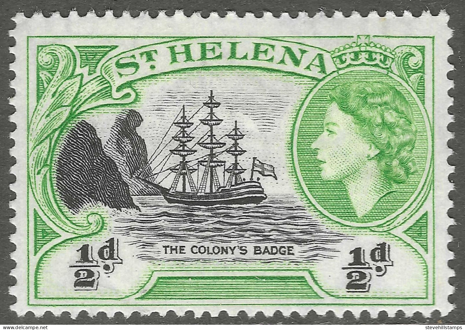 St Helena. 1953-59 QEII. ½d MH. SG 153 - Saint Helena Island