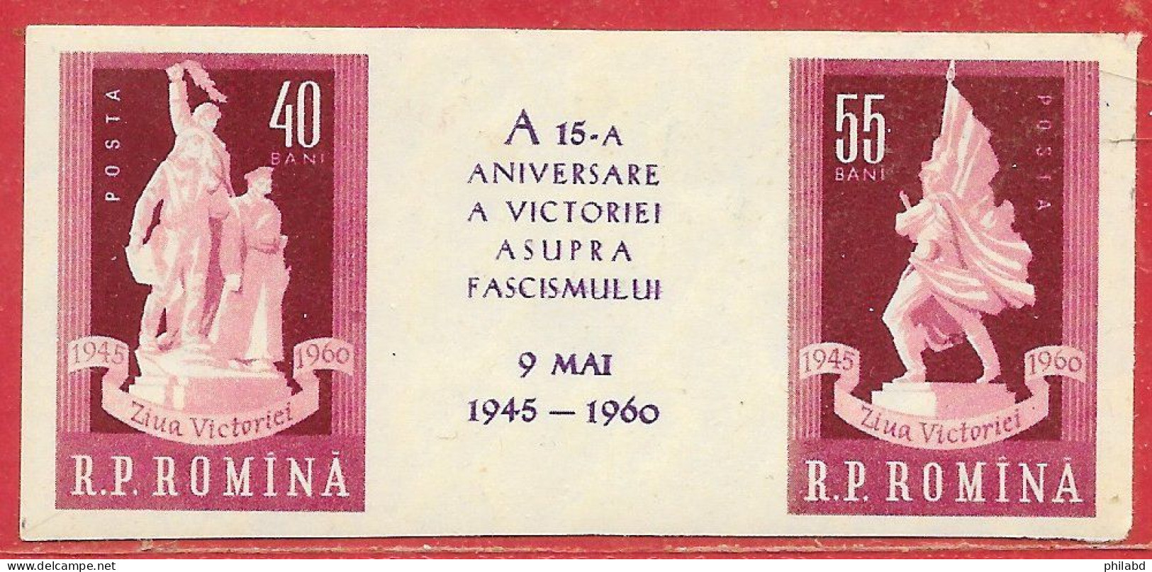 Roumanie N°1679 40b & 1680 55b Lilas-rouge 1960 Non Dentelé ** - Neufs