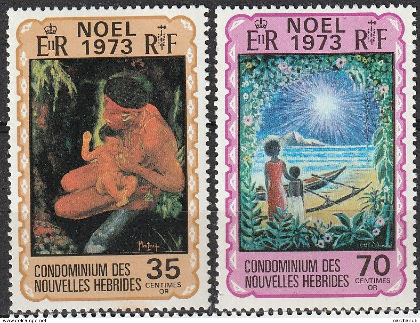 Nouvelles Hébrides Noel 1973  N°374/375 Neuf** - Nuevos