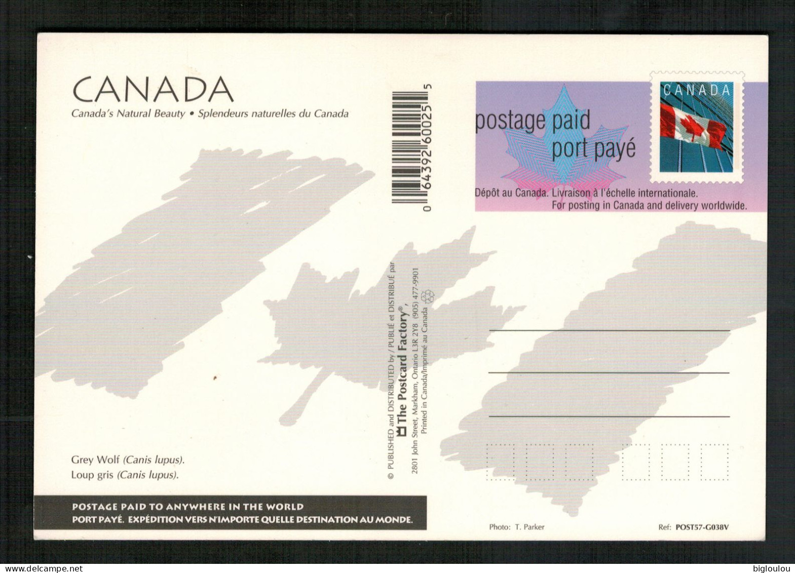 Canada- Entier Postal - Portrait De LOUP - Port Payé - Postage Paid - 1953-.... Reinado De Elizabeth II