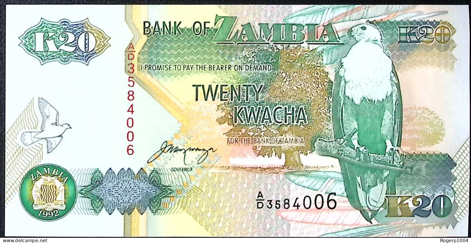 ZAMBIE/ZAMBIA * 20 Kwacha * Date 1992 * Etat/Grade NEUF/UNC * - Zambie