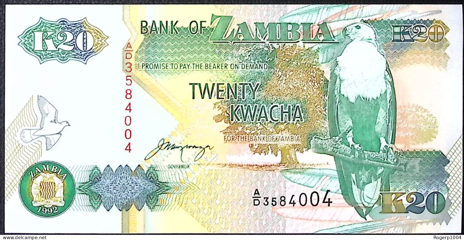 ZAMBIE/ZAMBIA * 20 Kwacha * Date 1992 * Etat/Grade NEUF/UNC * - Zambie