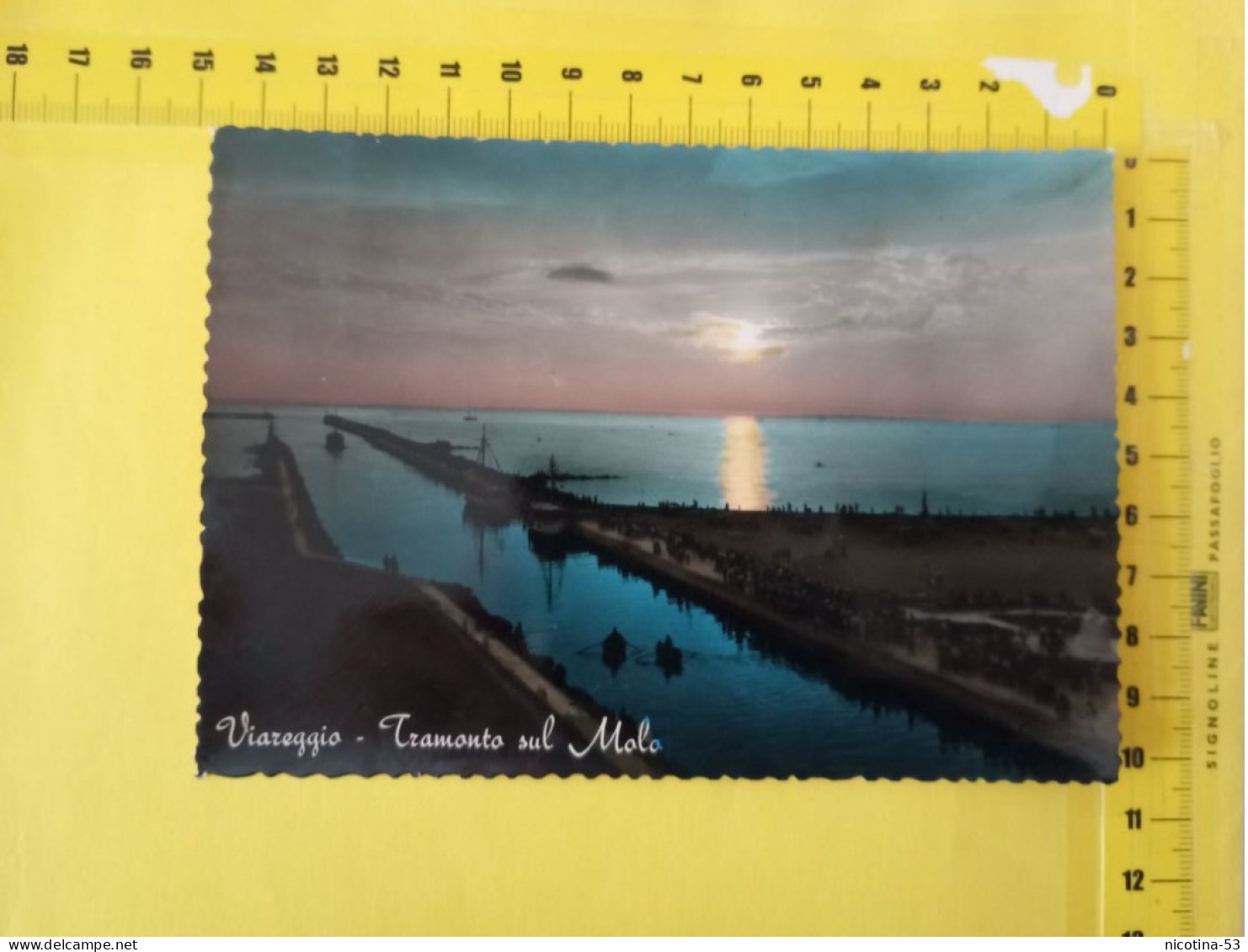 CT-05017- VIAREGGIO- TRAMONTO SUL MOLO - ACQUERELLATA BIAGGIATA 1955 - Viareggio