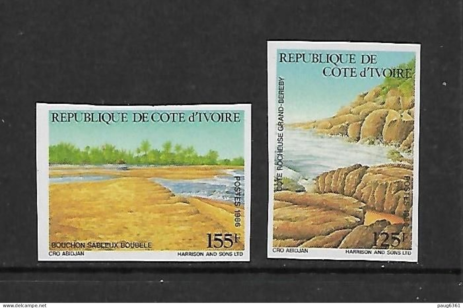 COTE D'IVOIRE 1986 PAYSAGES COTIERS  YVERT N°777/778 NON DENTELE    NEUF MNH** - Other & Unclassified