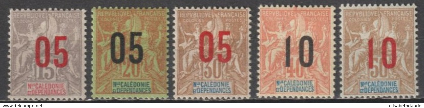 NOUVELLE CALEDONIE - 1912 - SERIE COMPLETE YVERT N°105/109 * MLH - COTE = 12.5 EUR - Nuevos