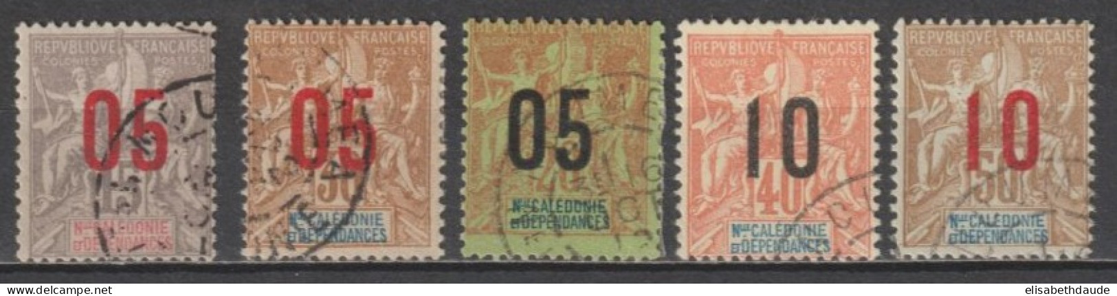 NOUVELLE CALEDONIE - 1912 - SERIE COMPLETE YVERT N°105/109 OBLITERES - COTE = 12.5 EUR - Usados