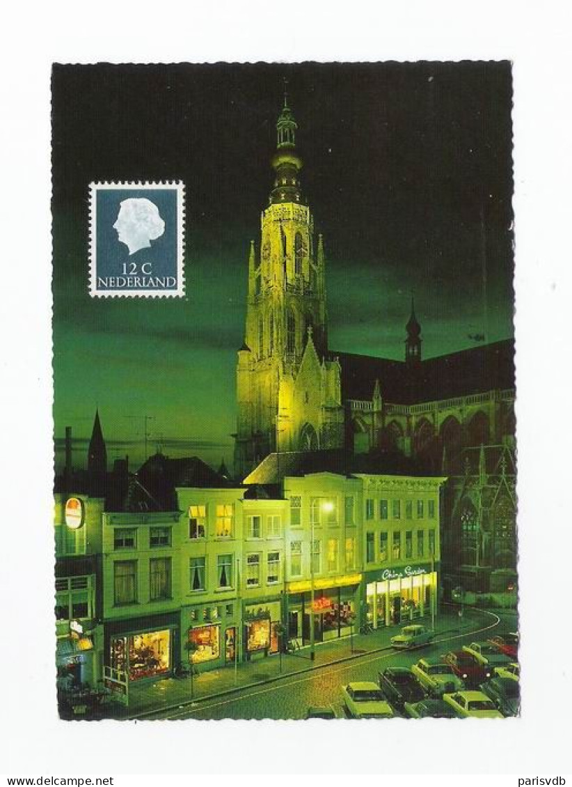 BREDA - Grote Markt Met Toren Van De Grote Kerk In Floodlight  (NL10387) - Breda