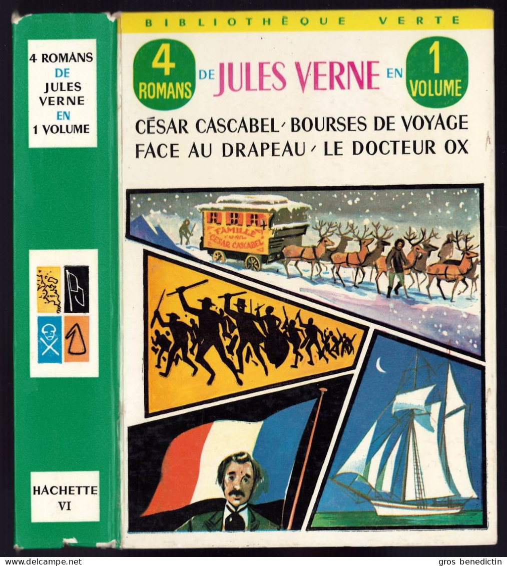 Hachette - Bibliothèque Verte N°VI - Jules Verne - "4 Romans En 1 Volume" - 1964 - Bibliothèque Verte