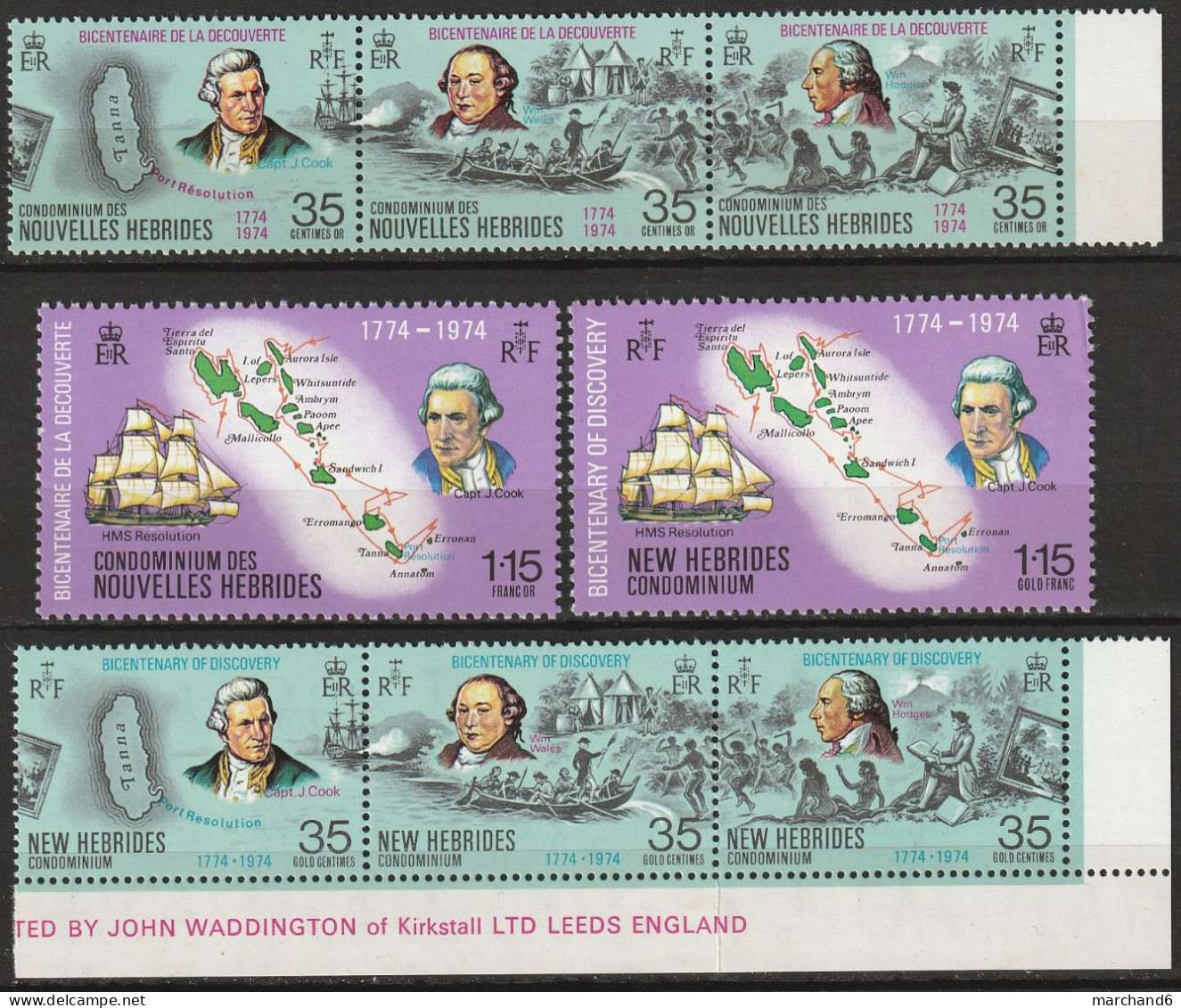 Nouvelles Hébrides Bicentenaire De La Découverte Des Iles 1974 France Anglaise N°394/401 Neuf** - Unused Stamps