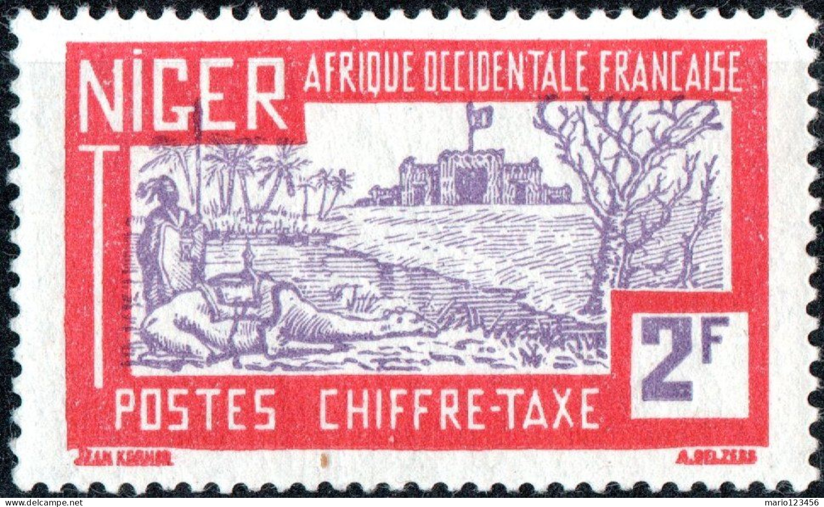 NIGER FRANCESE, FRENCH NIGER, PAESAGGI, LANDSCAPE, SEGNATASSE, POSTAGE DUE, 1927, (MLH*) Scott:NE J21, Yt:NE T21 - Unused Stamps