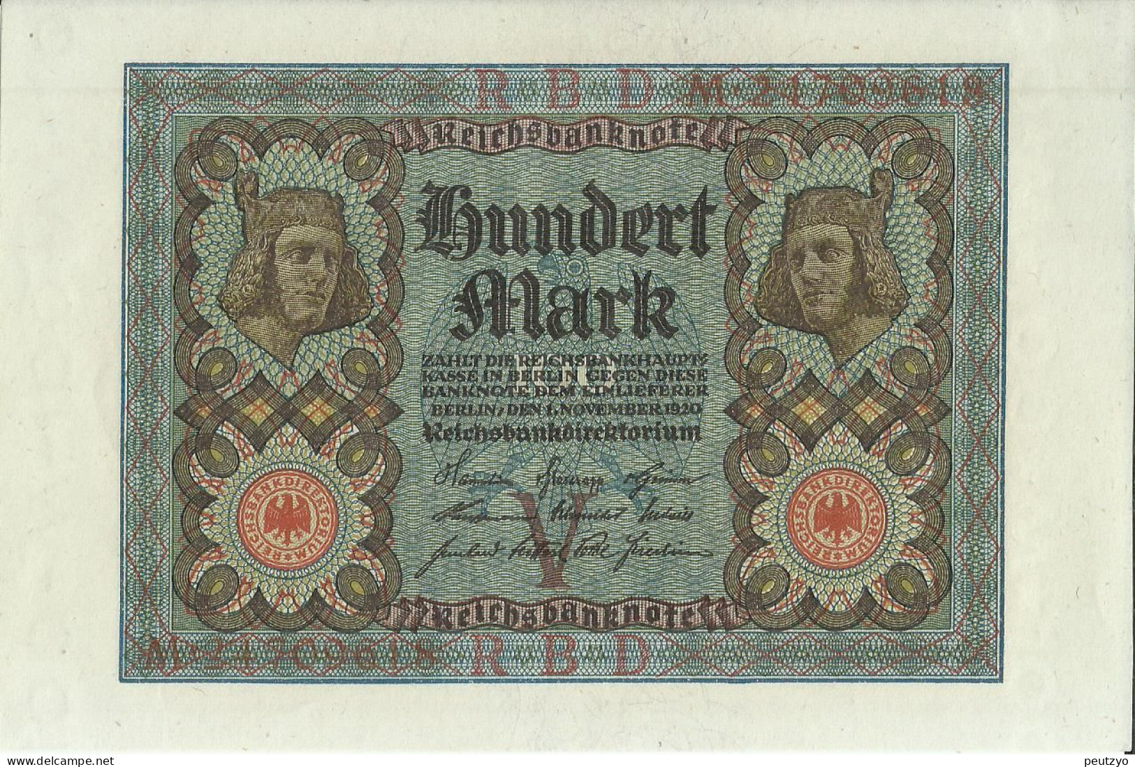 100 Mark 1-11-1920 - Allemagne Serie M- Etat : Billet Neuf  Neue Notiz N°10 A83 - 100 Mark