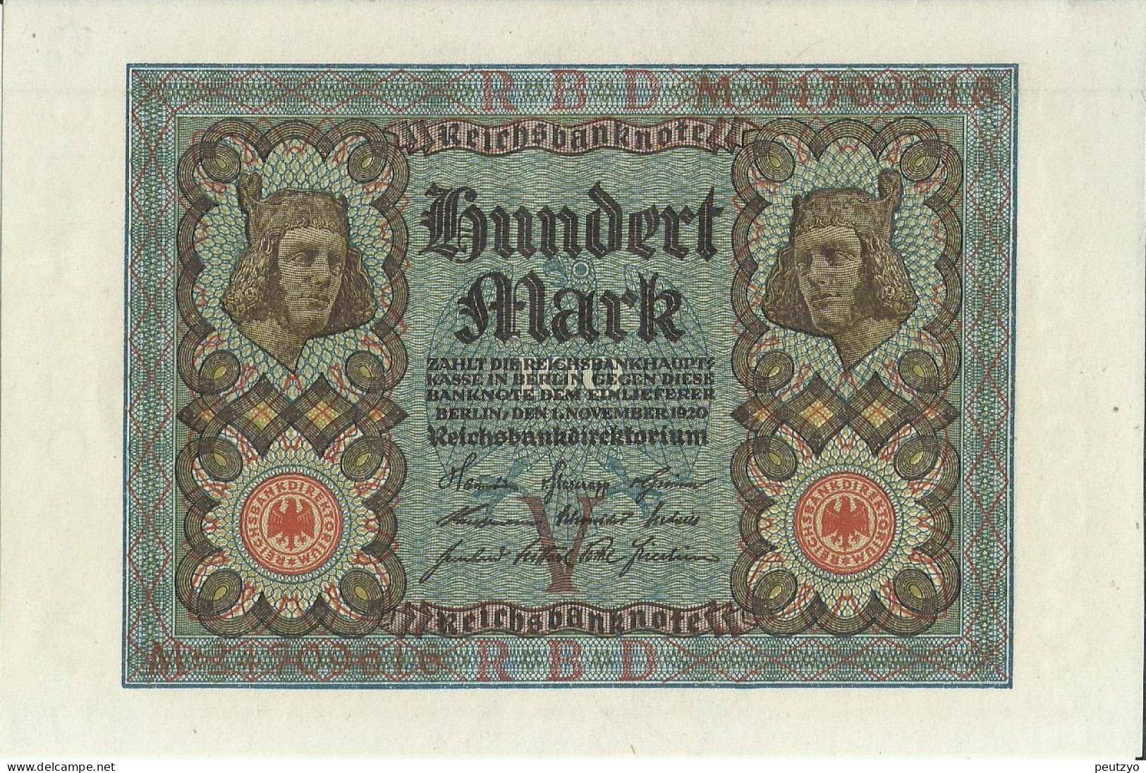 100 Mark 1-11-1920 - Allemagne Serie M- Etat : Billet Neuf  Neue Notiz N°11 A83 - 100 Mark