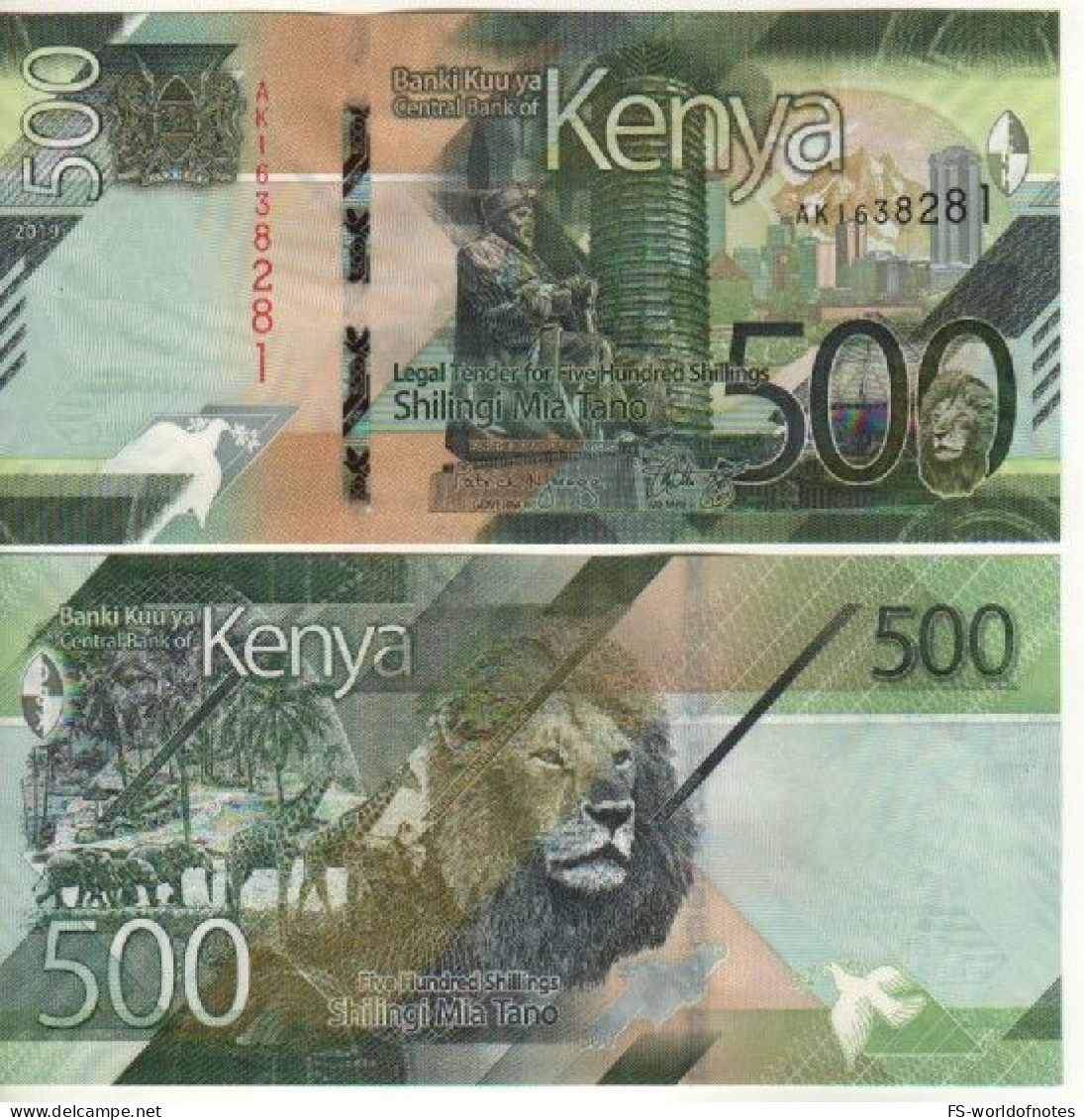 KENIA New 500 Shilings  2019.    PW55   Kenyatta Statue  + Tourism, Wildlife, Lion At Back   UNC - Kenia