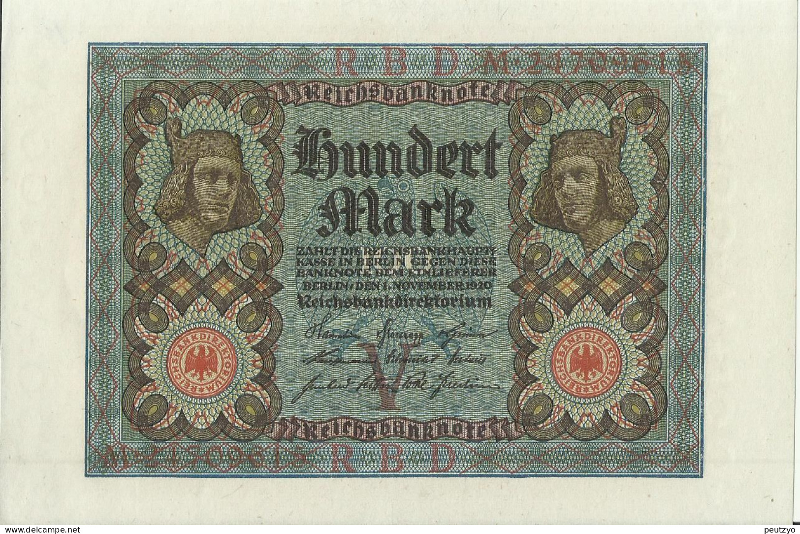 100 Mark 1-11-1920 - Allemagne Serie M- Etat : Billet Neuf  Neue Notiz N°12 A83 - 100 Mark