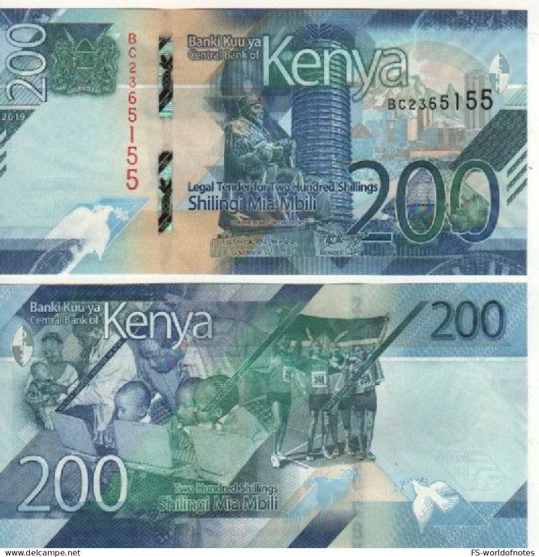 KENIA New 200 Shilings  2019.    PW54   Kenyatta Statue  + Health Services, Education, Sports At Back   UNC - Kenya